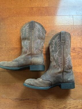 Ariat Women's Brown & Pink Heritage Stockman Western Cowboy 7.5 Boots